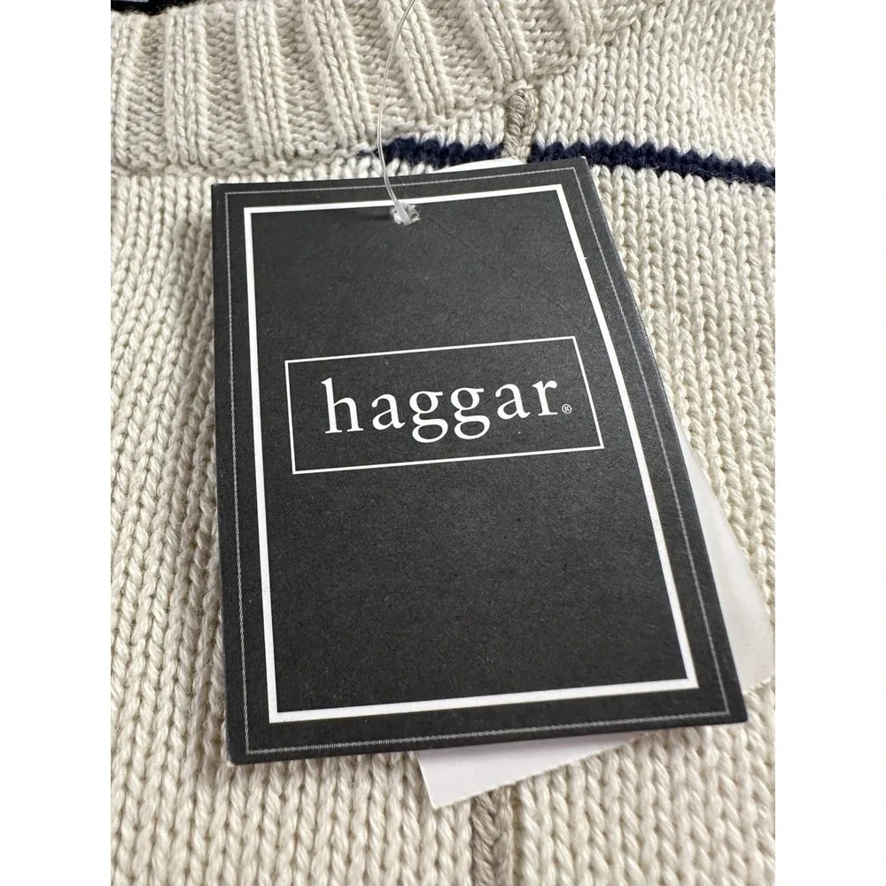Haggar Cable Knit Sweater Men's Size‎ Large Beige Cream NWT 90s Y2K Sweatshirt